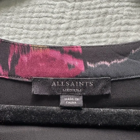 Brand New All Saints Black and Pink Floral Dress - Picture 5 of 8